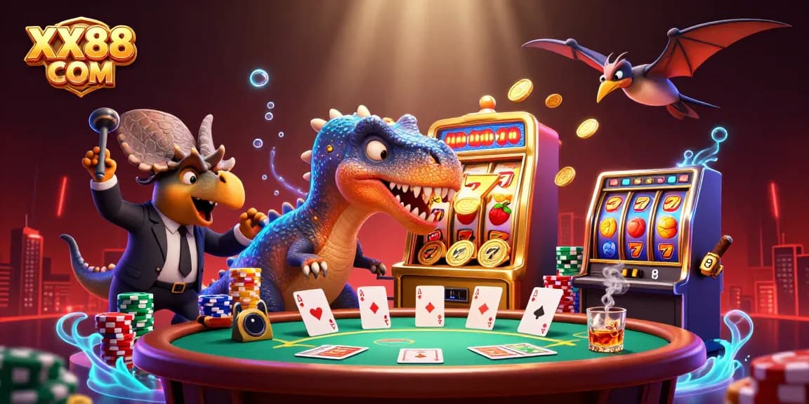 Experience the thrill of winning at XX88 COM with this dynamic casino illustration.