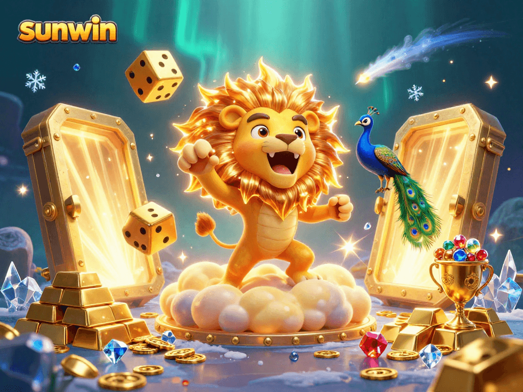 Engage with sunwin's vibrant casino adventure featuring a roaring sun lion and shimmering treasures.