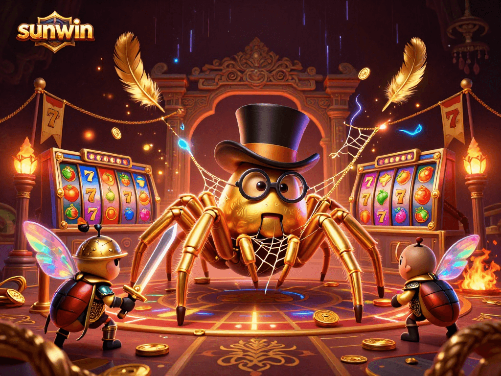 Engage in thrilling gameplay at sunwin with a dynamic golden tarantula and beetle knight.