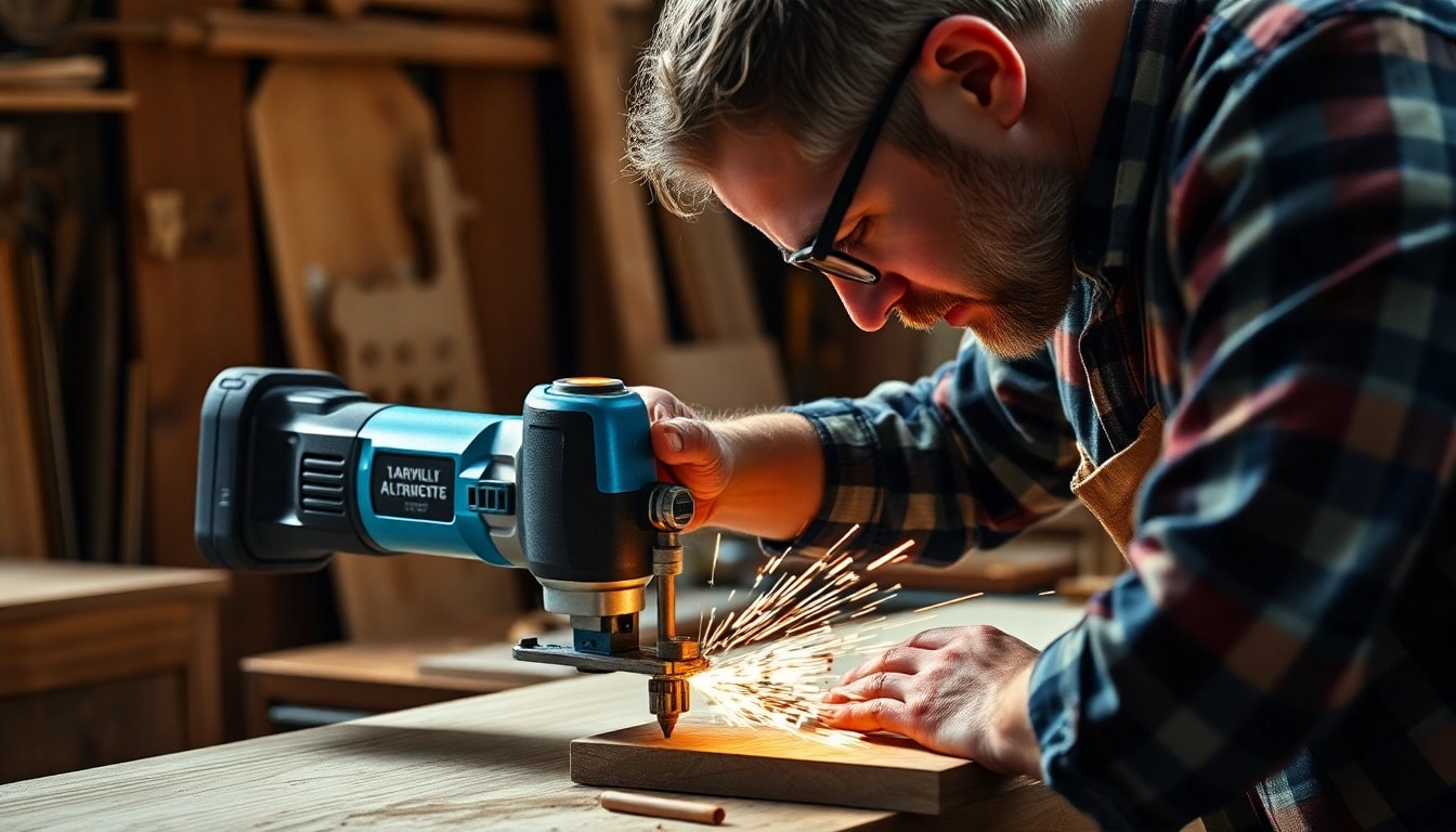 Lavorare con il cricchetto elettrico per fissare viti in legno, evidenziando la potenza e la precisione di questo strumento.