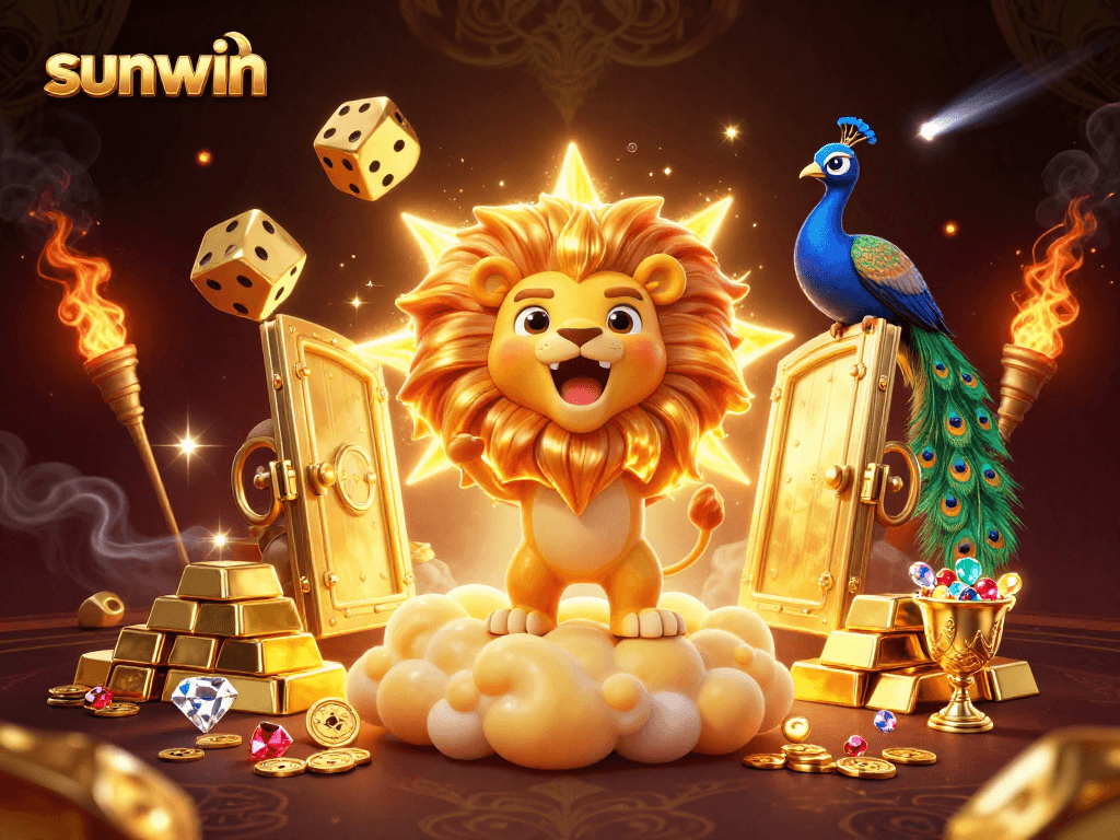 Experience top-tier thrills with sunwin showcased in this vibrant 3D casino scene.