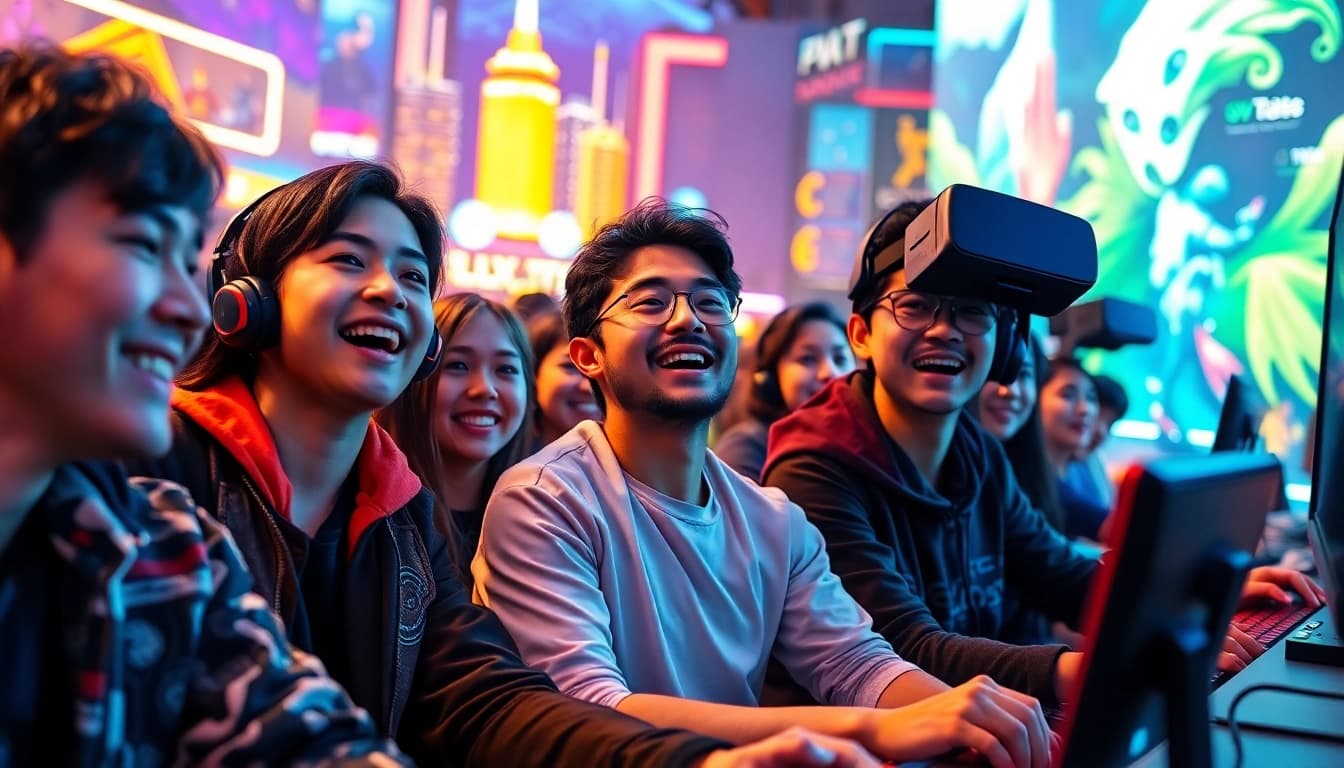 Engaging players immersed in the excitement of the jlmmm app game, showcasing vibrant gaming visuals.