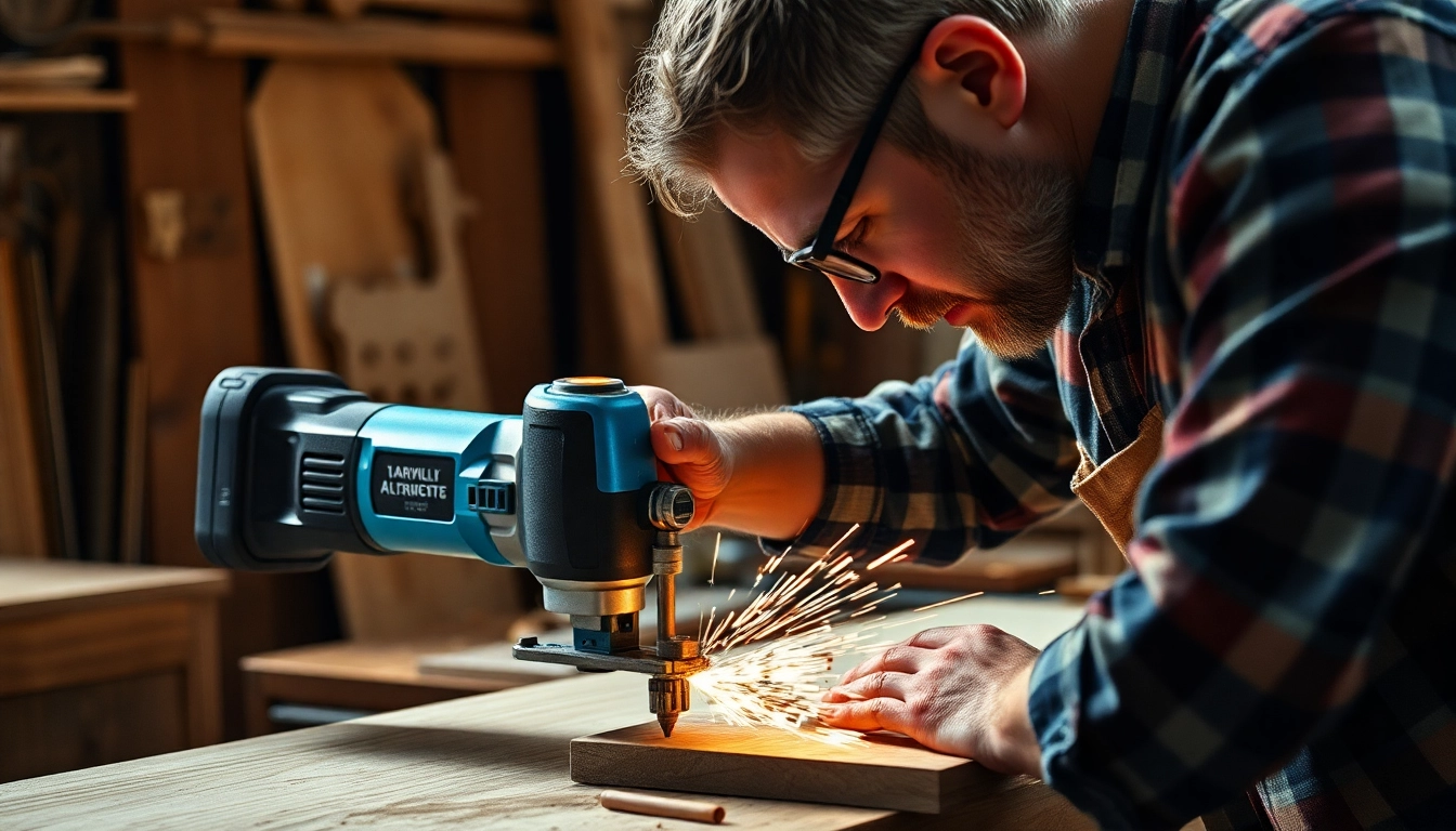 Lavorare con il cricchetto elettrico per fissare viti in legno, evidenziando la potenza e la precisione di questo strumento.