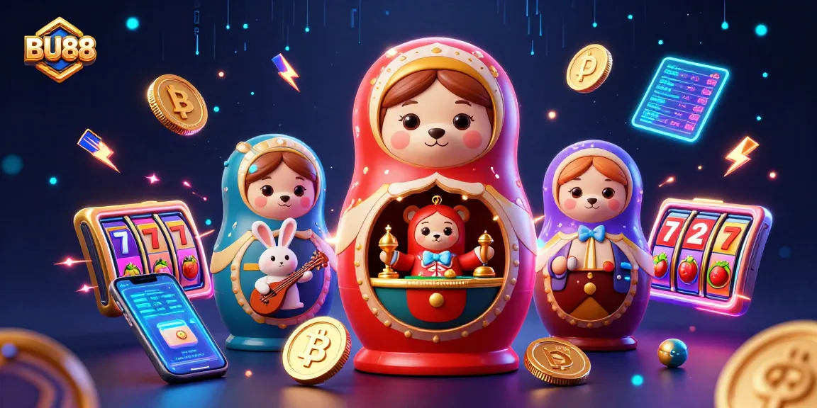 Engage with BU88 while playing at this vibrant casino showcasing a 3D illustrated Matryoshka bear.