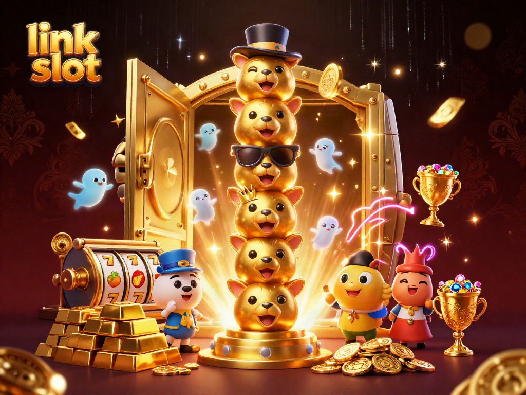 Spin the link slot for treasures in this vibrant casino illustration.