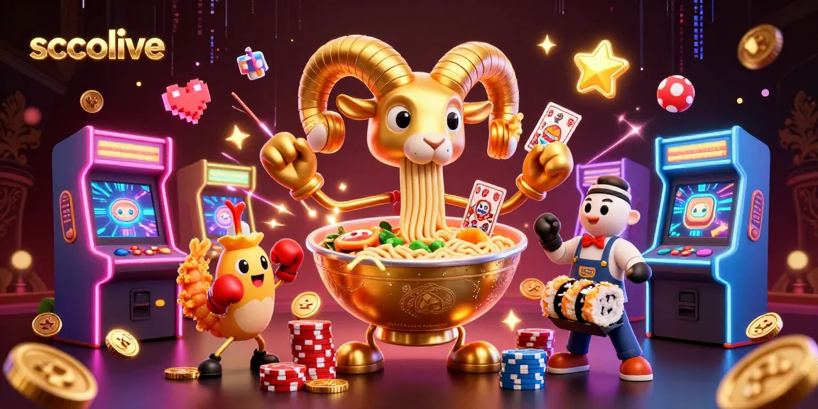 Socolive features a vibrant scene showcasing a giant golden ramen bowl character themed around casino gaming.
